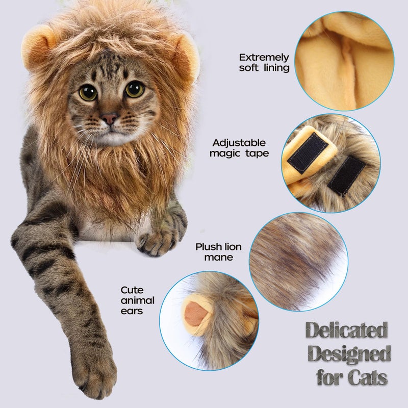 OaaXbbECco Lion Mane Wig for Cat Costume (Light Brown, Medium) - Image 2